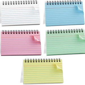 Paquete de 5 tarjetas de índice, 250 hojas de 3 x 5 pulgadas, tarjetas flash con forro multicolor de fácil desgarro, tarjetas de registro de Paquete de 5 tarjetas de índice, 250 hojas de 3 x 5 pulgadas, tarjetas flash con forro multicolor de fácil desgarro, tarjetas de registro de