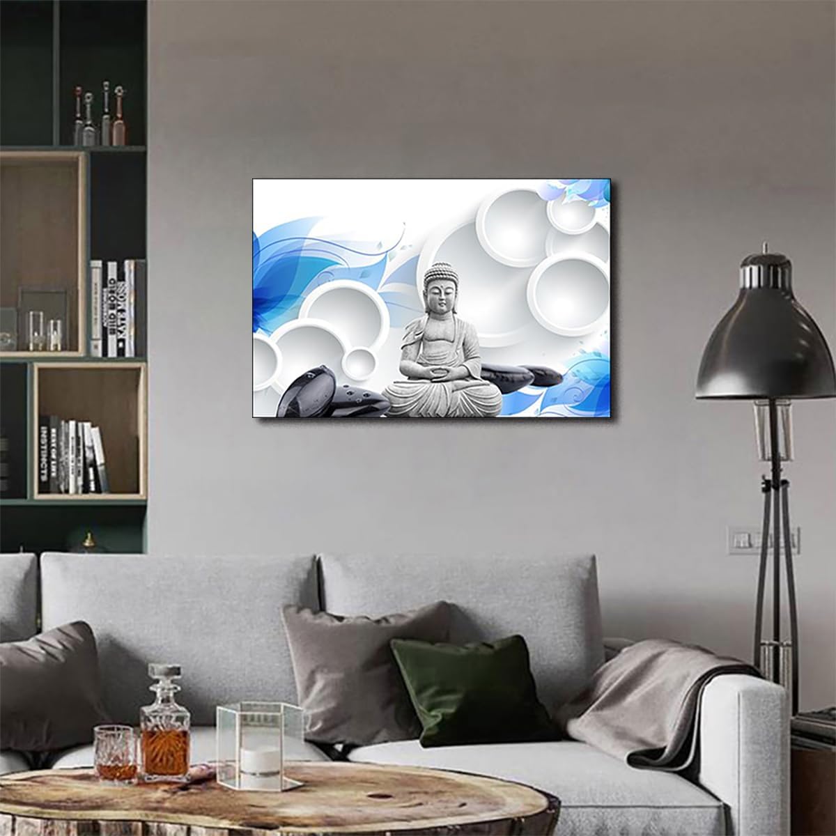 Arte de pared de Buda para dormitorio, pinturas de religión zen, impresiones sobre lienzo de estatua de buda, flores relajantes, imágenes pacíficas,