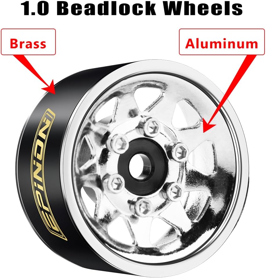 Rueda Beadlock de 1.0 pulgadas con anillo de abrazadera de latón para 118 TRX4M 124 Axial SCX24 FMS FCX24 RC Crawler accesorios de actualización de