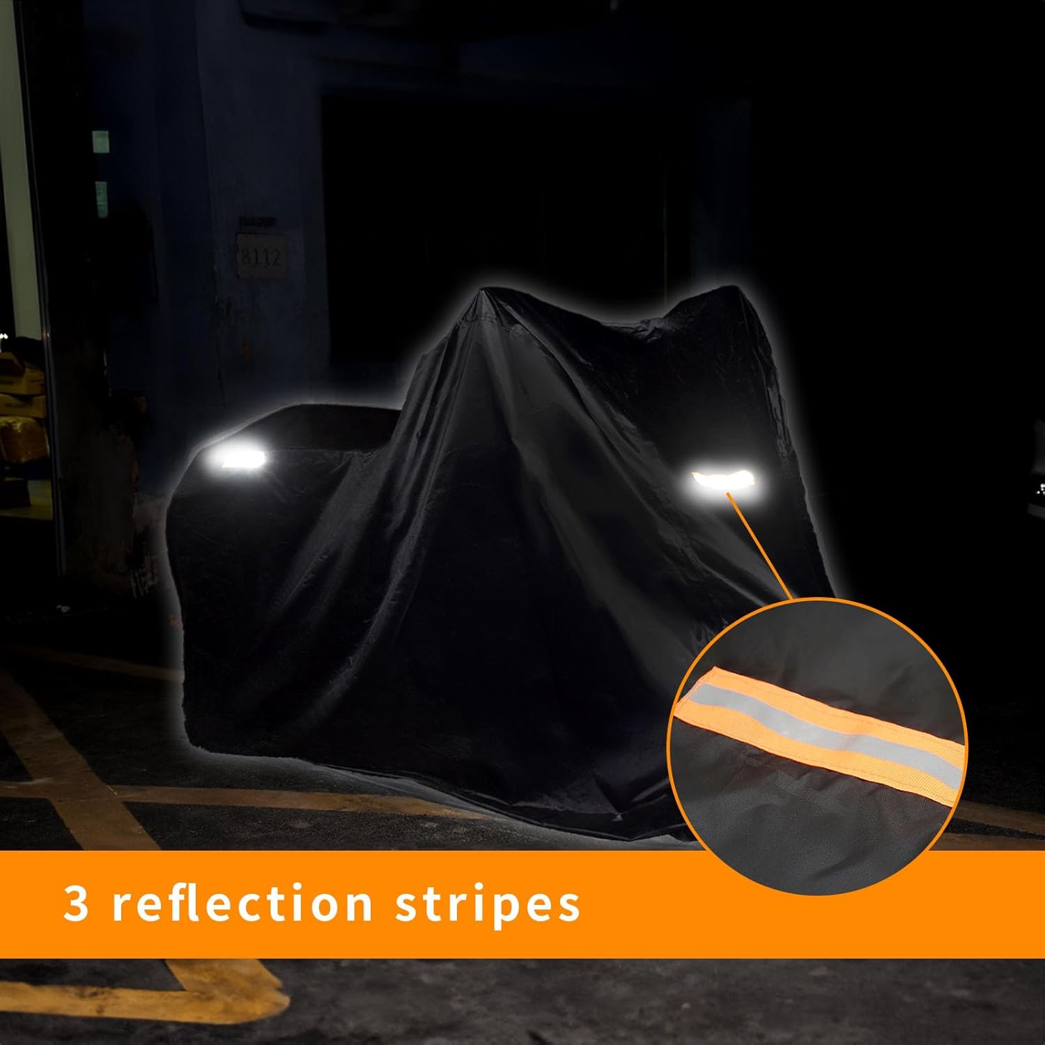 Funda impermeable para motocicleta y scooter para todas las estaciones, protección solar al aire libre, tres cintas reflectantes con agujeros de