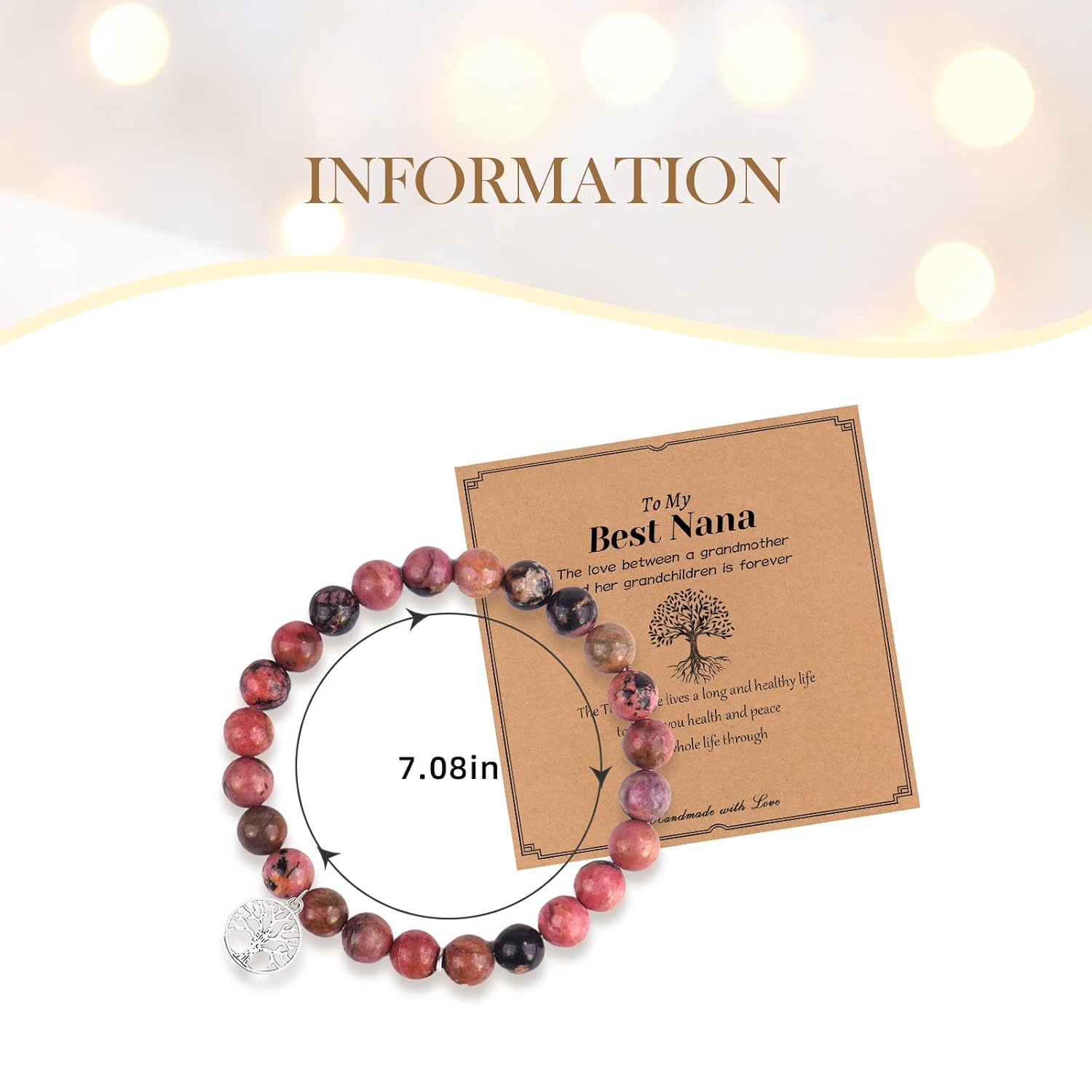 Mothers Day Gifts for Nana Gifts for GrandmaNana, Tree of life Natural Stone Bracelet for womenGrandma Birthday Gifts Nana Gifts