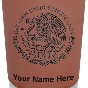 LaserGram Vaso aislado al vacío de 20 onzas, bandera de México, grabado personalizado incluido (piel sintética, marrón oscuro) LaserGram Vaso aislado al vacío de 20 onzas, bandera de México, grabado personalizado incluido (piel sintética, marrón oscuro)