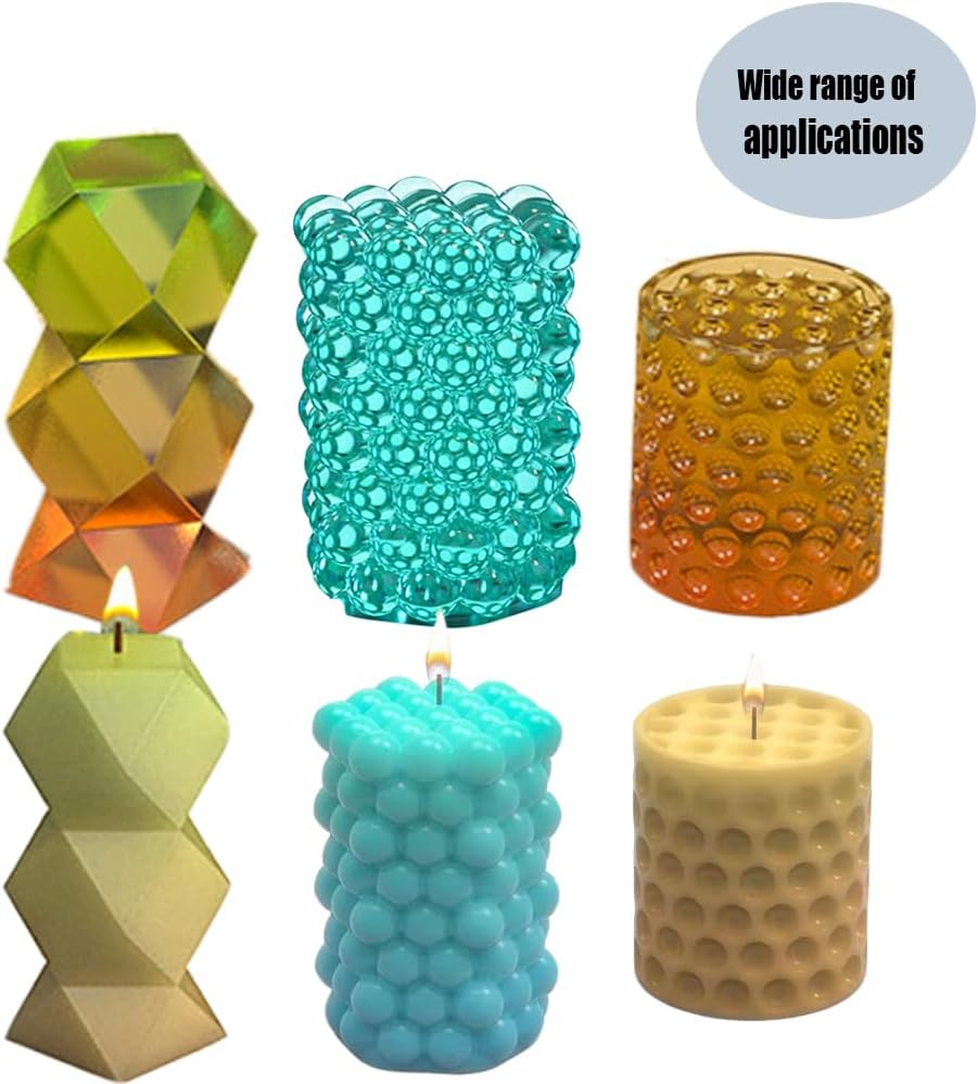 Cjeuxnr 3 moldes de vela para hacer velas, moldes geométricos 3D, moldes de epoxi para decoración de escritorio de bricolaje, decoración romántica