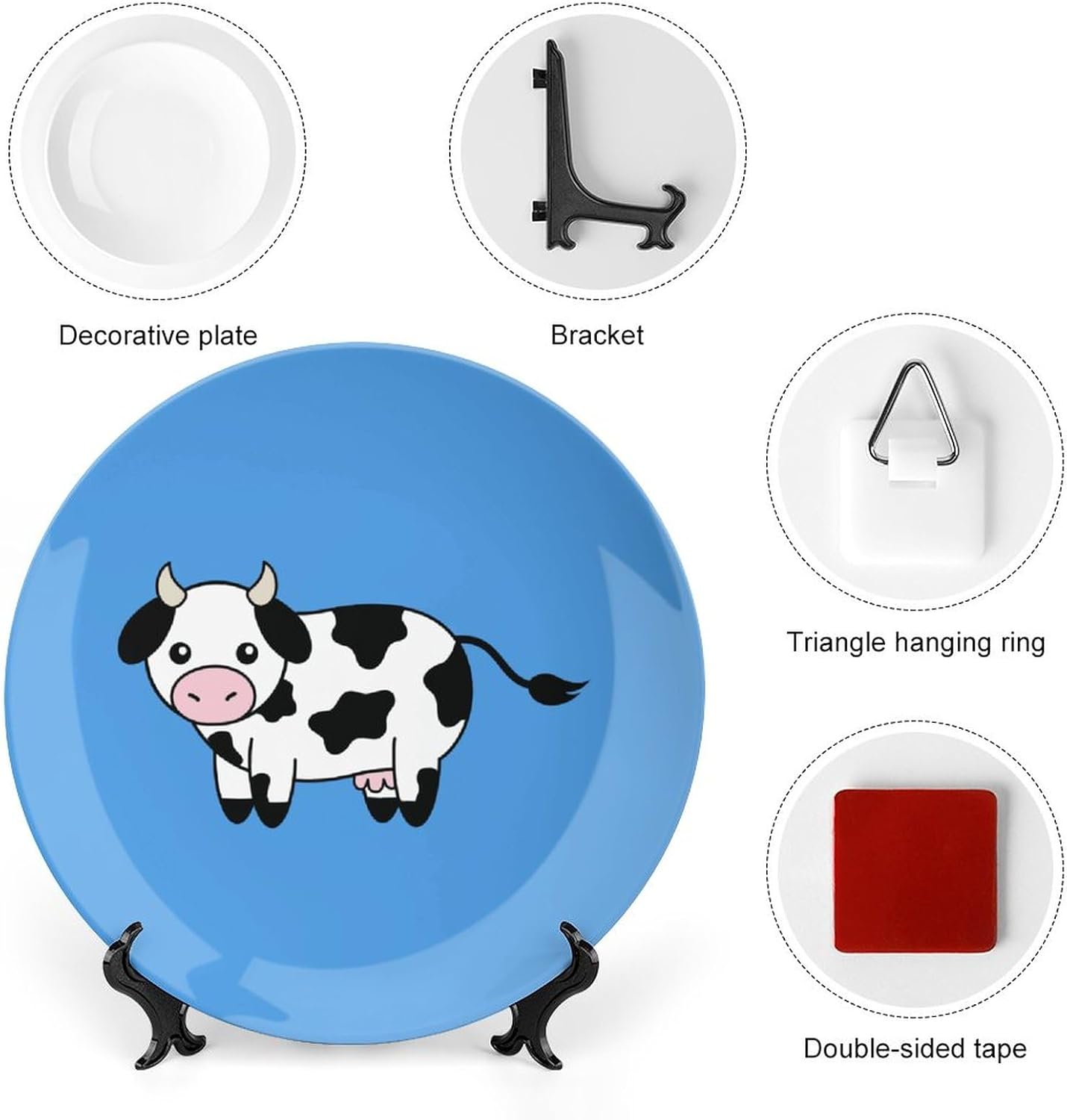 Lindo hueso de vaca China placa decorativa personalidad cerámica cena plato artesanía con soporte de exhibición