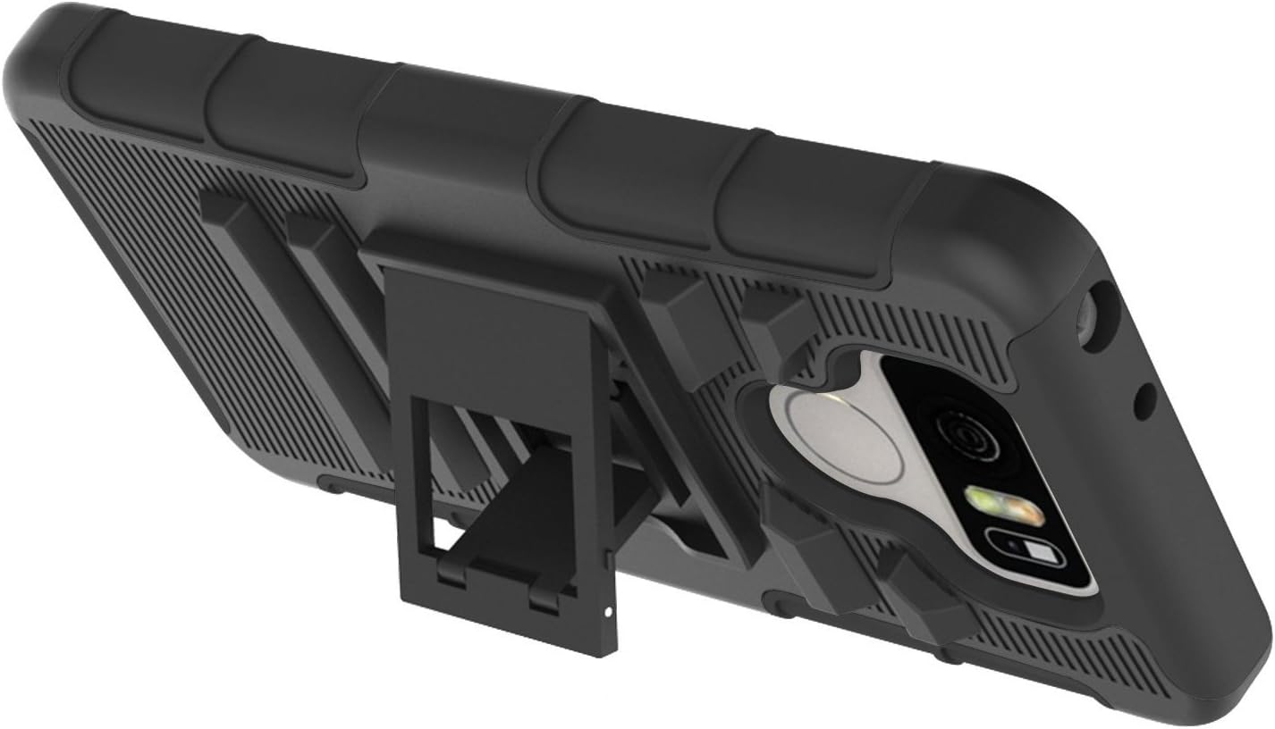 NEM Funda para LG G6, resistente, a prueba de golpes, cinturón giratorio con soporte de cuerpo completo, doble capa, protección híbrida contra