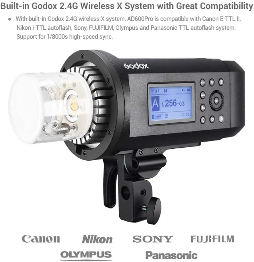Godox Flash para exteriores Monoligh AD600Pro 600Ws t TTL 2.4G 18000s sincronización de alta velocidad, batería de 2600 mAh 360 flashes de potencia