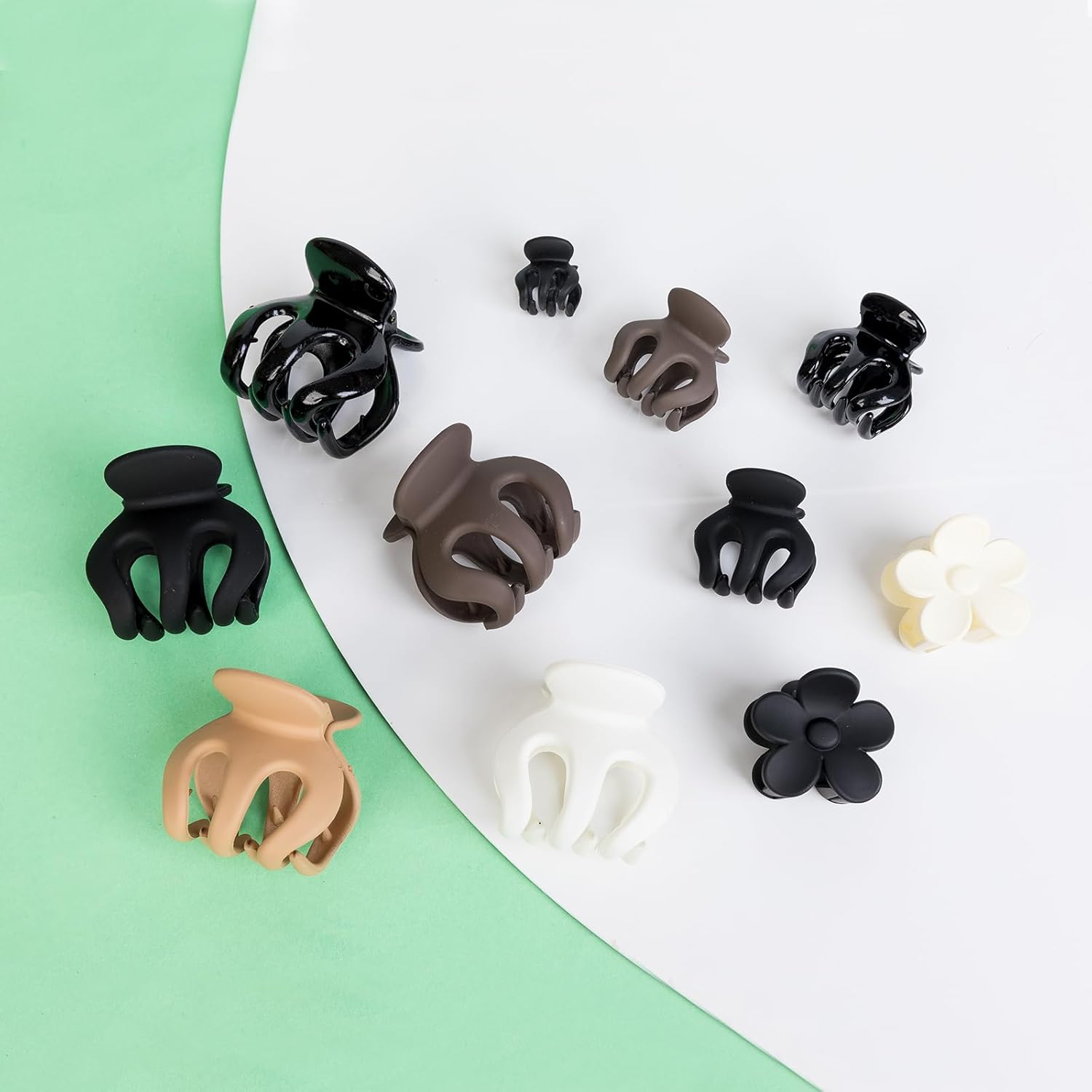 Agirlvct Pinzas pequeñas para cabello fino y grueso, 11 pinzas de mandíbula pequeñas mate, lindas pinzas para el cabello neutras de doble fila,
