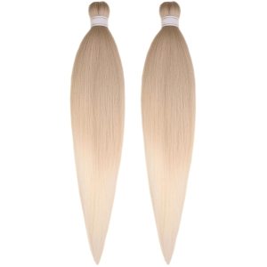Extensiones de cabello trenzado Kanekalon preestirado rubio cenizo ombré, se alimentan de trenzas Extensiones de cabello trenzado Kanekalon preestirado rubio cenizo ombré, se alimentan de trenzas