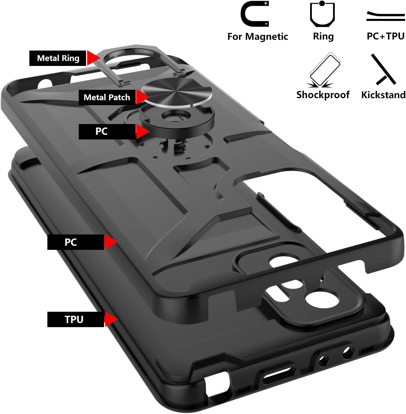Jeylly Funda para Redmi Note 10 Pro, Redmi Note 10 Pro Max con protector de pantalla de vidrio templado, resistente a prueba de golpes 360