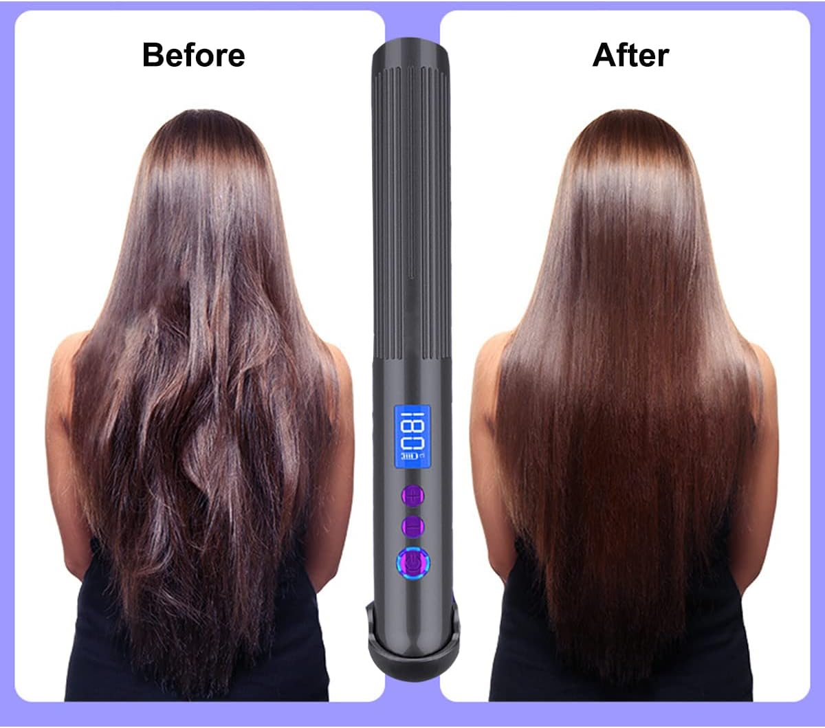 ABHI Planchas y rizadores de pelo iónicos 2 en 1 con 8 niveles de temperatura, ondas grandes, peinador de viaje, USB-C tipo C, recargable,