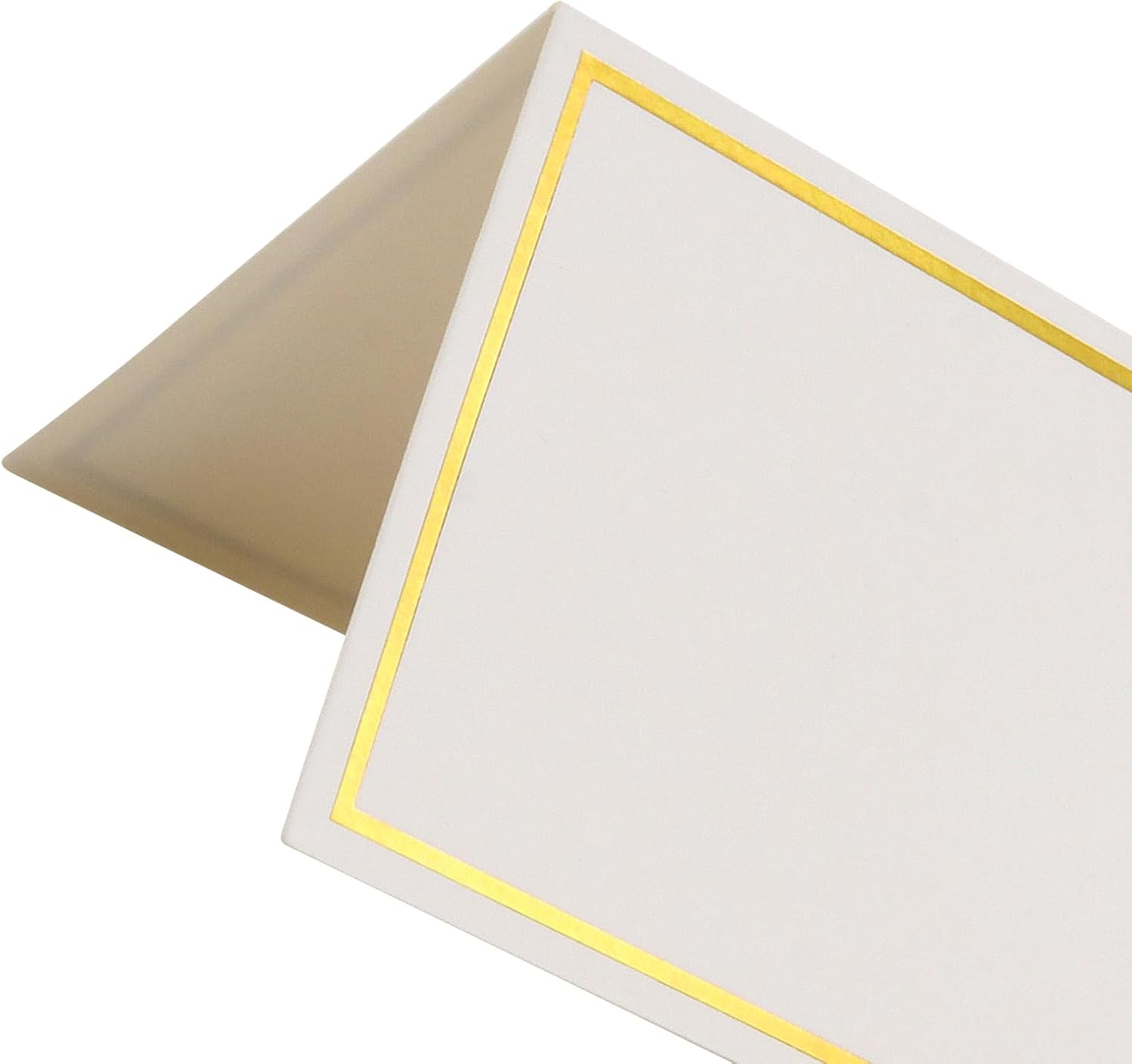 HAKZEON 300 tarjetas de lugar de 3.3 x 4 pulgadas con borde de lámina dorada, tarjetas de nombre de mesa doradas, tarjetas de lugar de tienda de