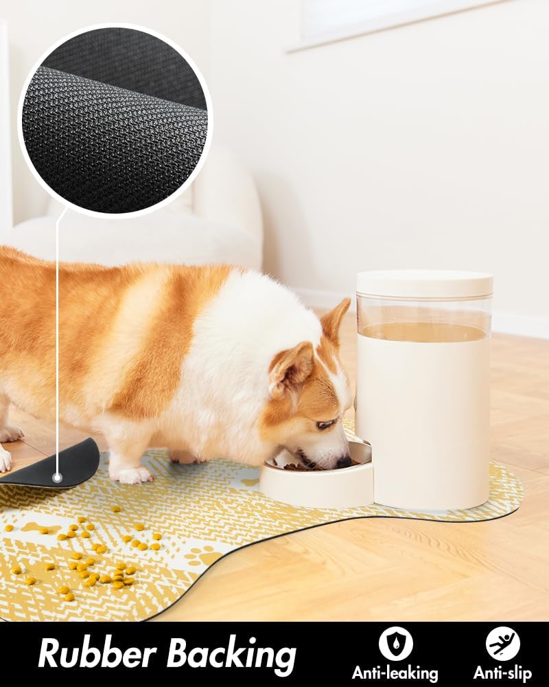 Tapete de comida para perros – Tapete absorbente de comida para mascotas – Tapete para cuenco para perros con forma de hueso, tapete de alimentación