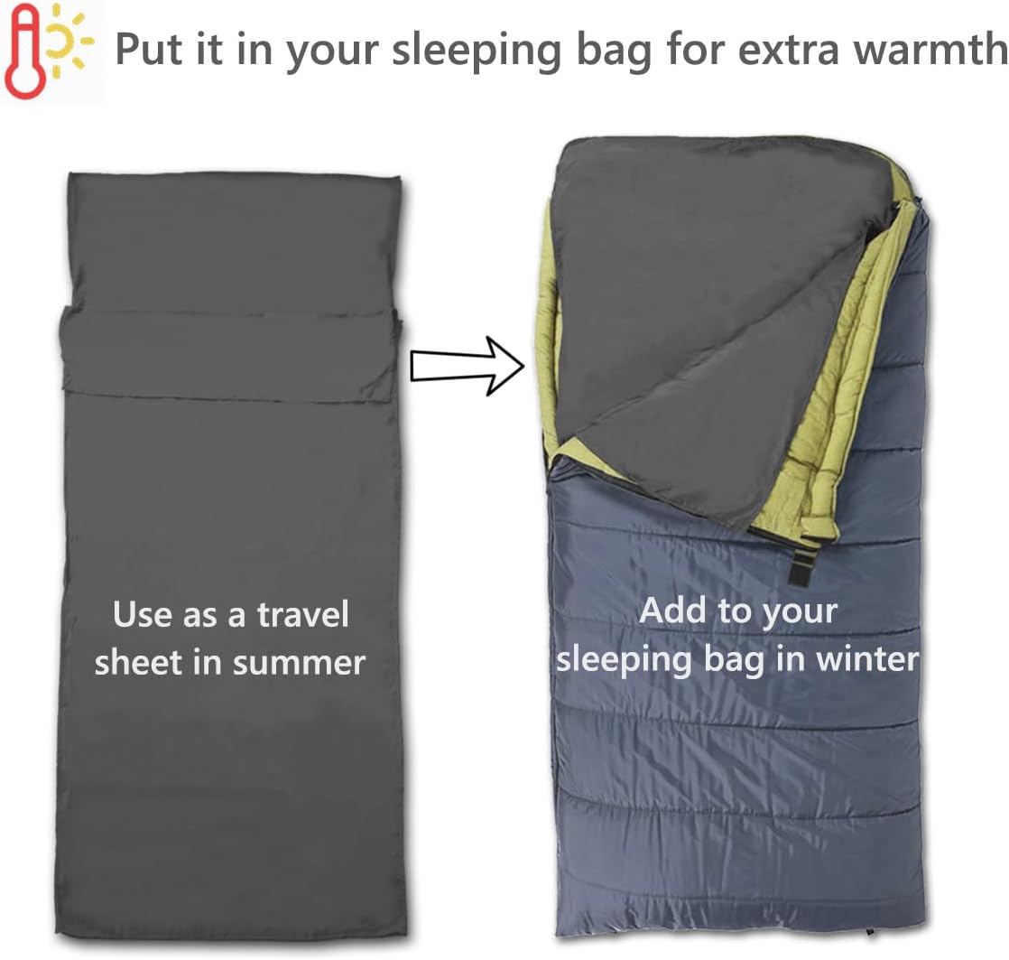 Saco de dormir ligero con forro para camping, sábanas de viaje, saco de dormir ultraligero para mochileros, senderismo, hotel, hostales y viajes,