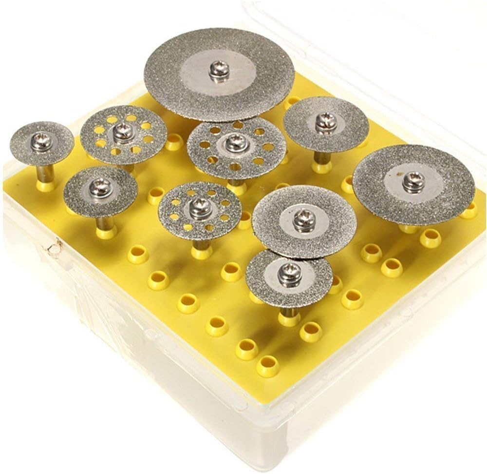 Lukcase – Rueda de corte de diamante, 10 unidades de discos de corte de diamante de 18 pulgadas, juego de cuchillas para herramienta giratoria Dremel