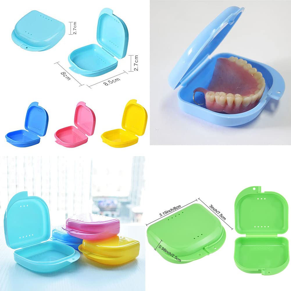 AKOAK 2 fundas de almacenamiento de protección oral, funda de almacenamiento de dentaduras postizas, con orificio de ventilación, adecuada para