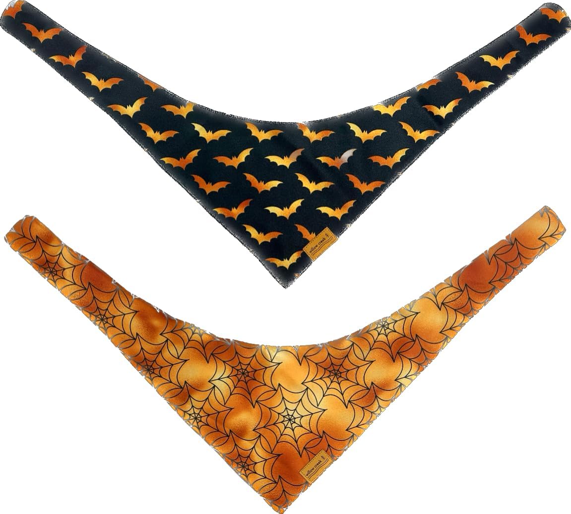 Willow Creek Pet Apparel Pañuelo bandana para perro o cachorro  Halloween paquete de 2  Tela duradera de doble capa  Lindo y moderno  Todas las