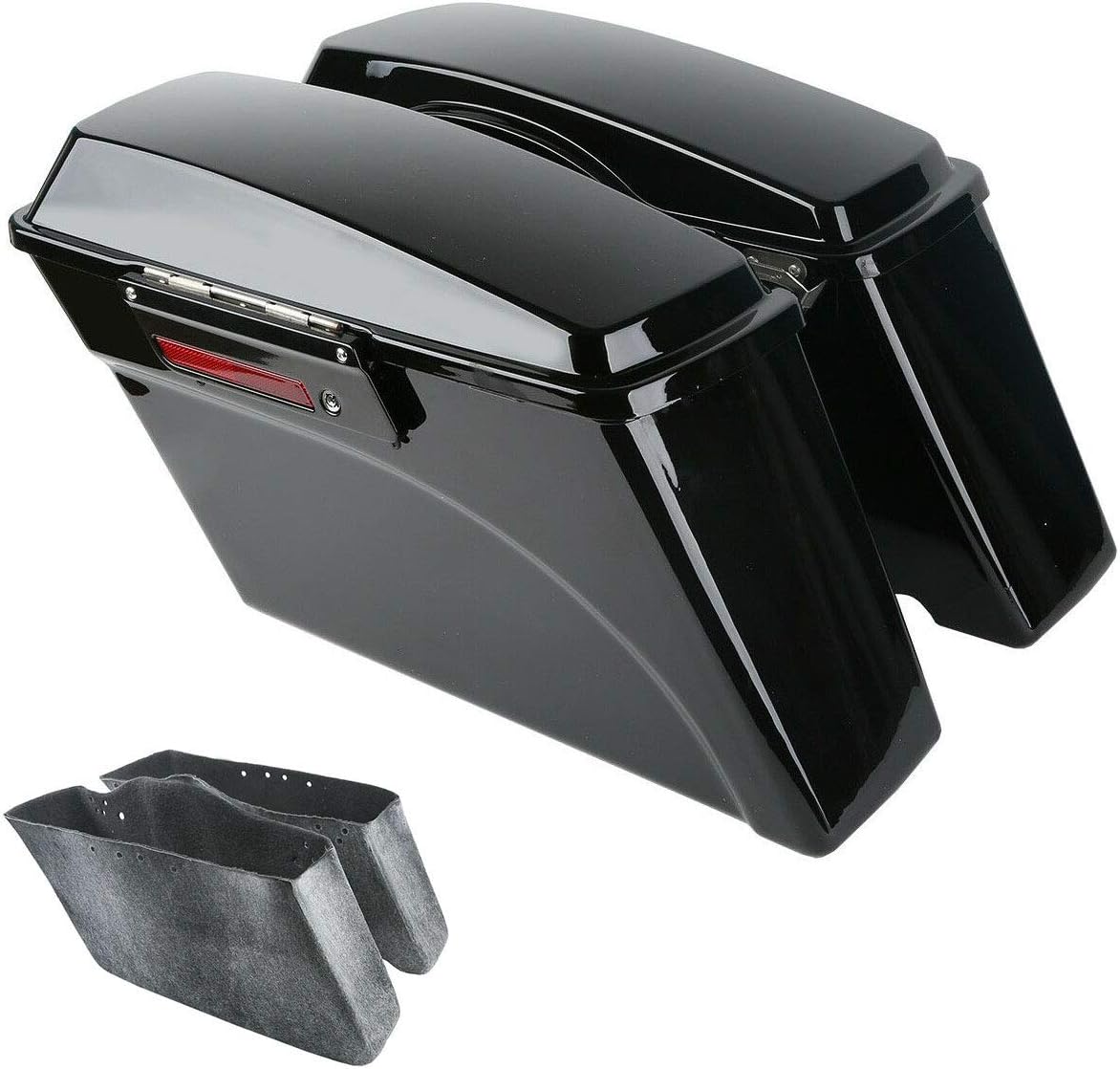 TCMT Alforjas rígidas negras con pestillos y forros para alfombra Harley CVO Road Glide Road King Street Glide Electra Glide Ultra Classic FLHR FLTR