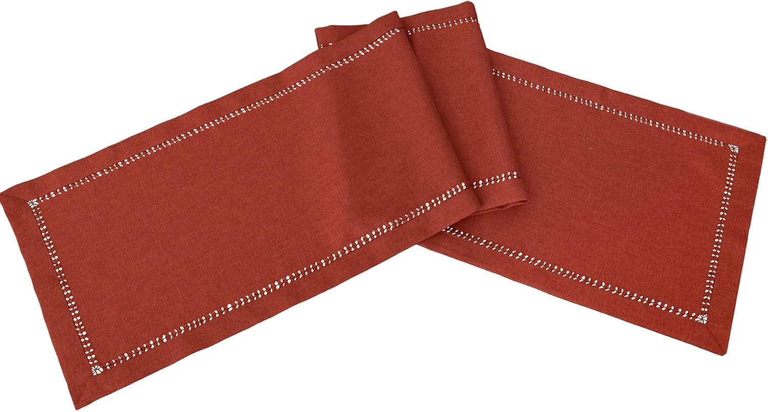 Camino de mesa de comedor de color canela sólido hecho a mano para otoño u otoño, doble dobladillo cosido (canela, 14 x 72 pulgadas)