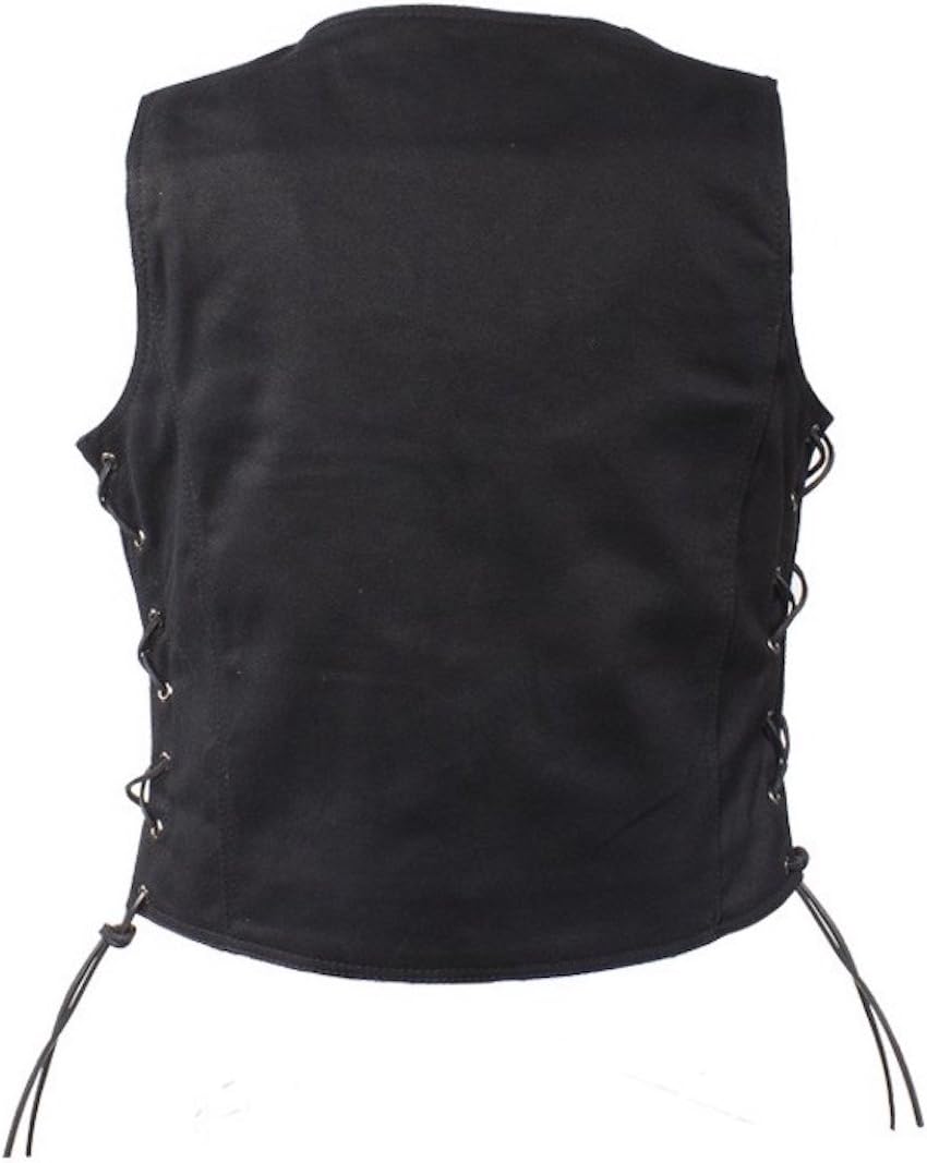Chaleco negro para mujer con cordones laterales pistola bolsillos
