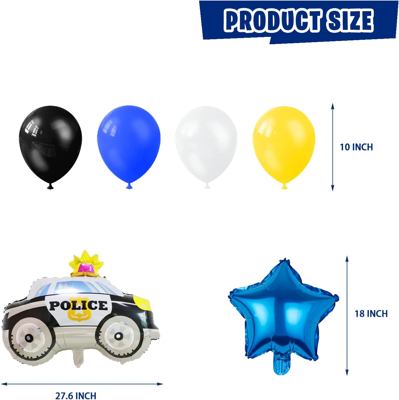 Suministros de fiesta de cumpleaños de policía, 159 piezas de decoración de fiesta de autos de policía para niñas y niños – telón de fondo,