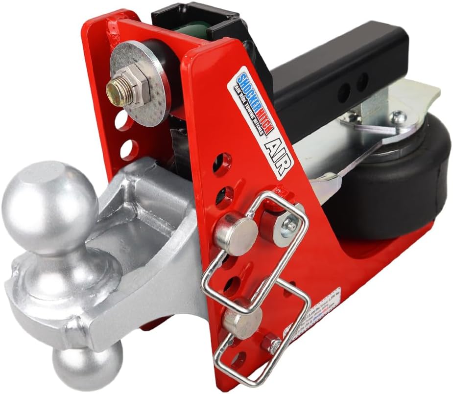 Enganche de aire Shocker con montaje combinado de bola (bolas de 2 pulgadas y 2-516 pulgadas), se adapta a enganche de 2 pulgadas – 12,000 libras
