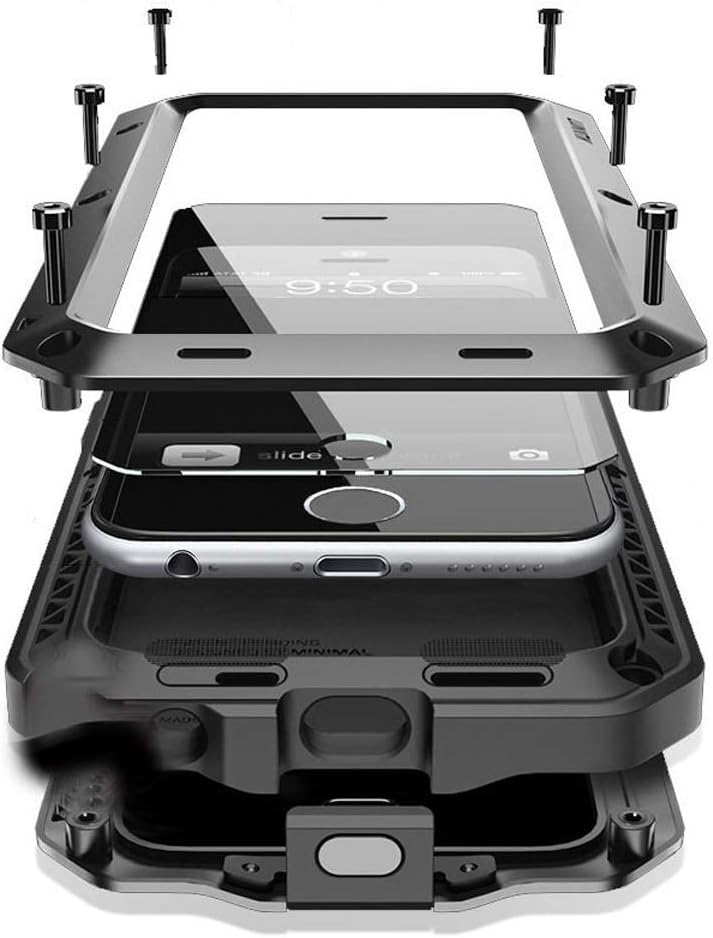 Marrkey Compatible con iPhone 15, funda protectora de cuerpo completo 360, resistente a los golpes, armadura resistente, funda de metal de aleación