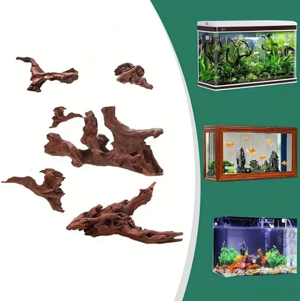 Decoraciones de madera flotante para acuario, ramas de madera natural sumergibles, decoración de pecera, tamaño surtido, tronco, reptil, hábitat,