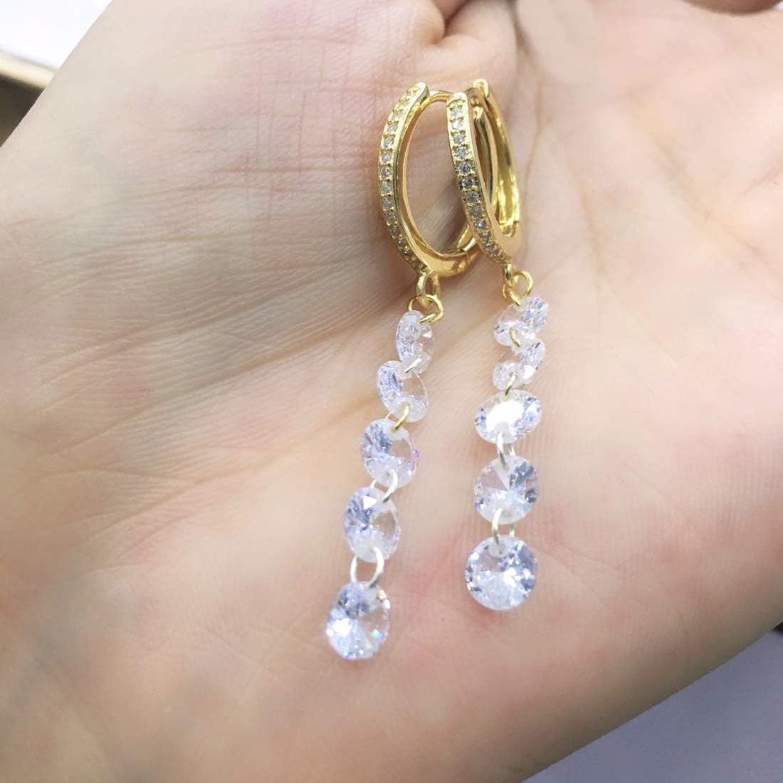 Adabele SS90-2 – 4 ganchos redondos para aretes de plata de ley con circonita cúbica de 0.630 in (0.63 pulgadas) con diamantes sintéticos,