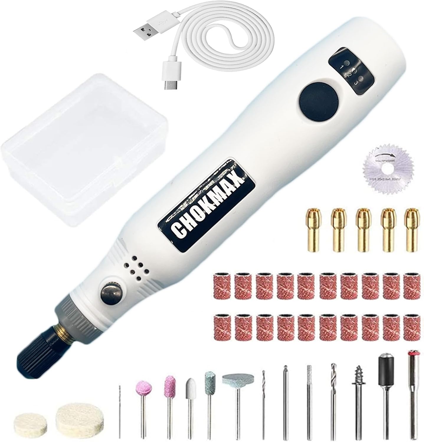Herramienta rotativa inalámbrica, kit de herramientas múltiples rotativas de iones de litio de 3.7 V con velocidad variable, kit de accesorios de 40