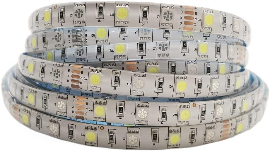 5050 RGBW RGB+blanco frío (6000K-7000K) 150RGB+150White LED 16.4 ft 16.4ft 60LEDsm Cinta LED multicolor IP65 revestimiento de silicona impermeable