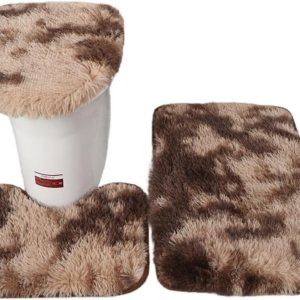 Juego de 3 alfombras de baño, tapetes de baño, tapetes antideslizantes y absorbentes, tapete de suelo, alfombra de contorno en forma de U y cubierta Juego de 3 alfombras de baño, tapetes de baño, tapetes antideslizantes y absorbentes, tapete de suelo, alfombra de contorno en forma de U y cubierta