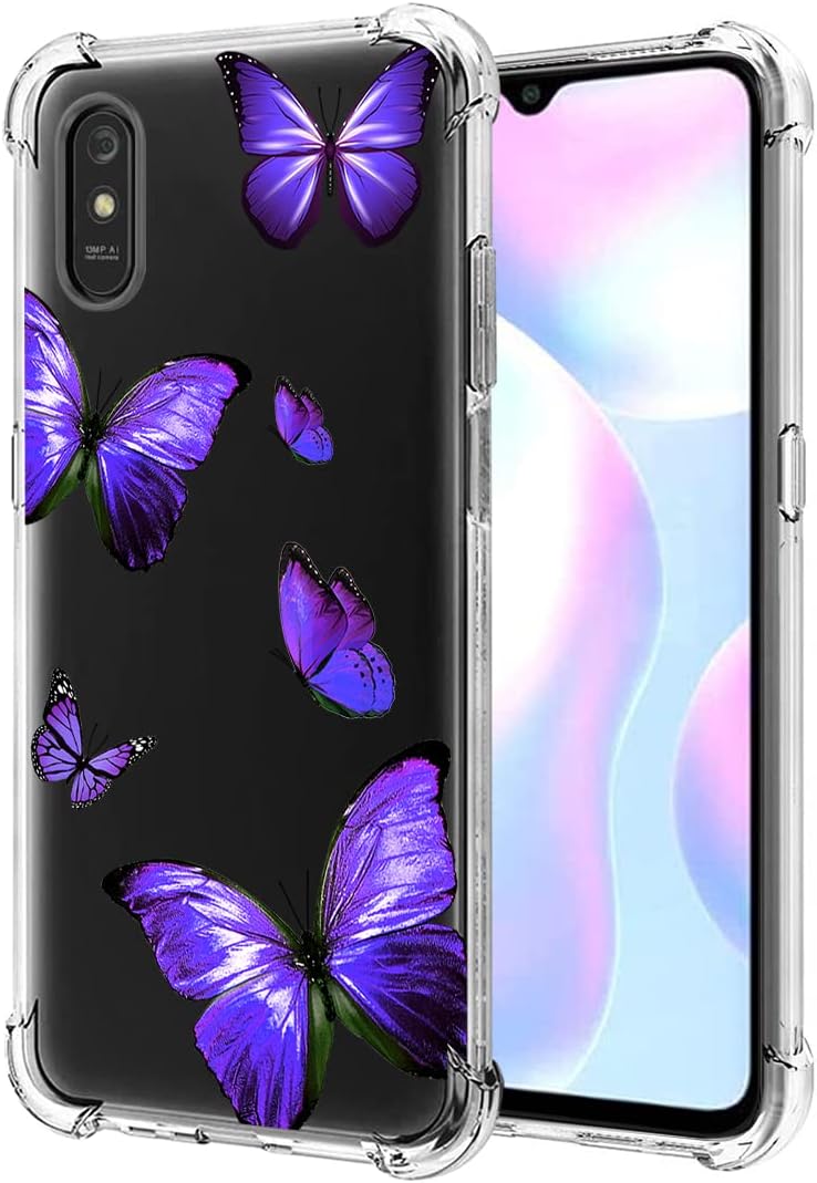 Bohefo Funda transparente compatible con Redmi 9A M2006C3LGRedmi 9i M2006C3LII para niñas y mujeres, bonita funda protectora de TPU suave a prueba