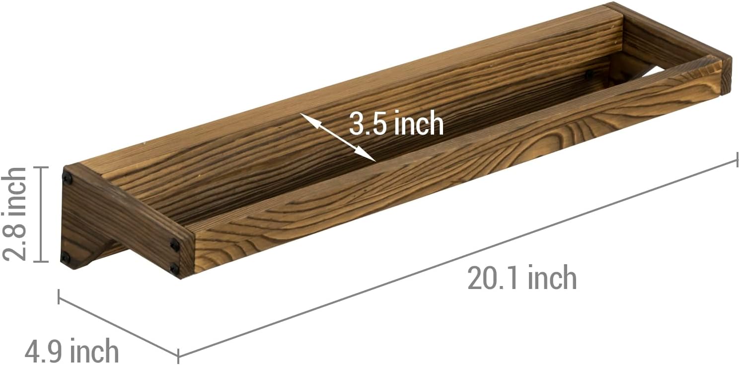MyGift Juego de 4 estantes organizadores de almacenamiento de zapatos de madera maciza rústica quemada, montaje en pared, ahorro de espacio para