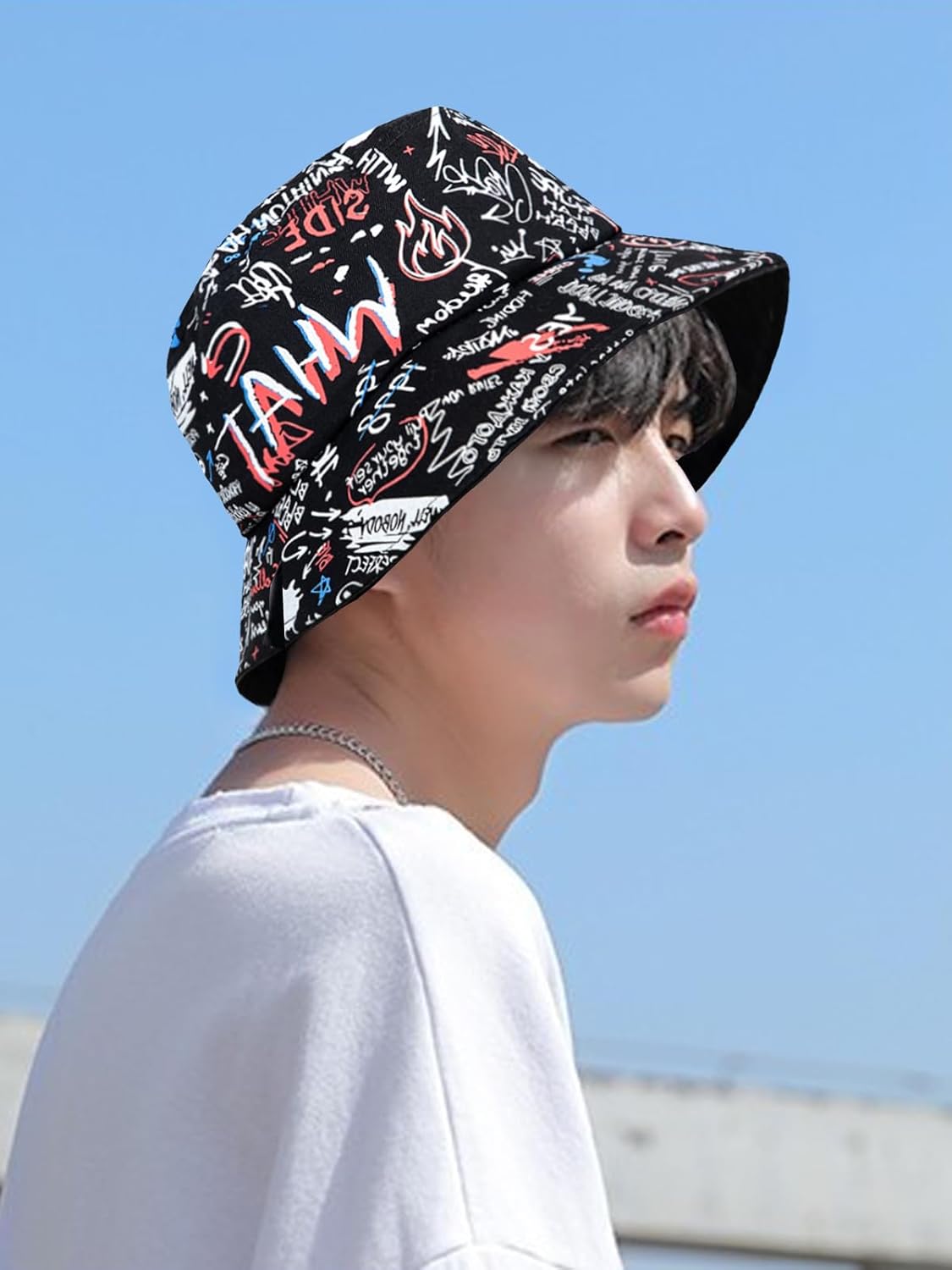 Nanwansu Sombrero de pescador con estampado reversible plegable unisex para hombres y mujeres, gorra de pescador de playa