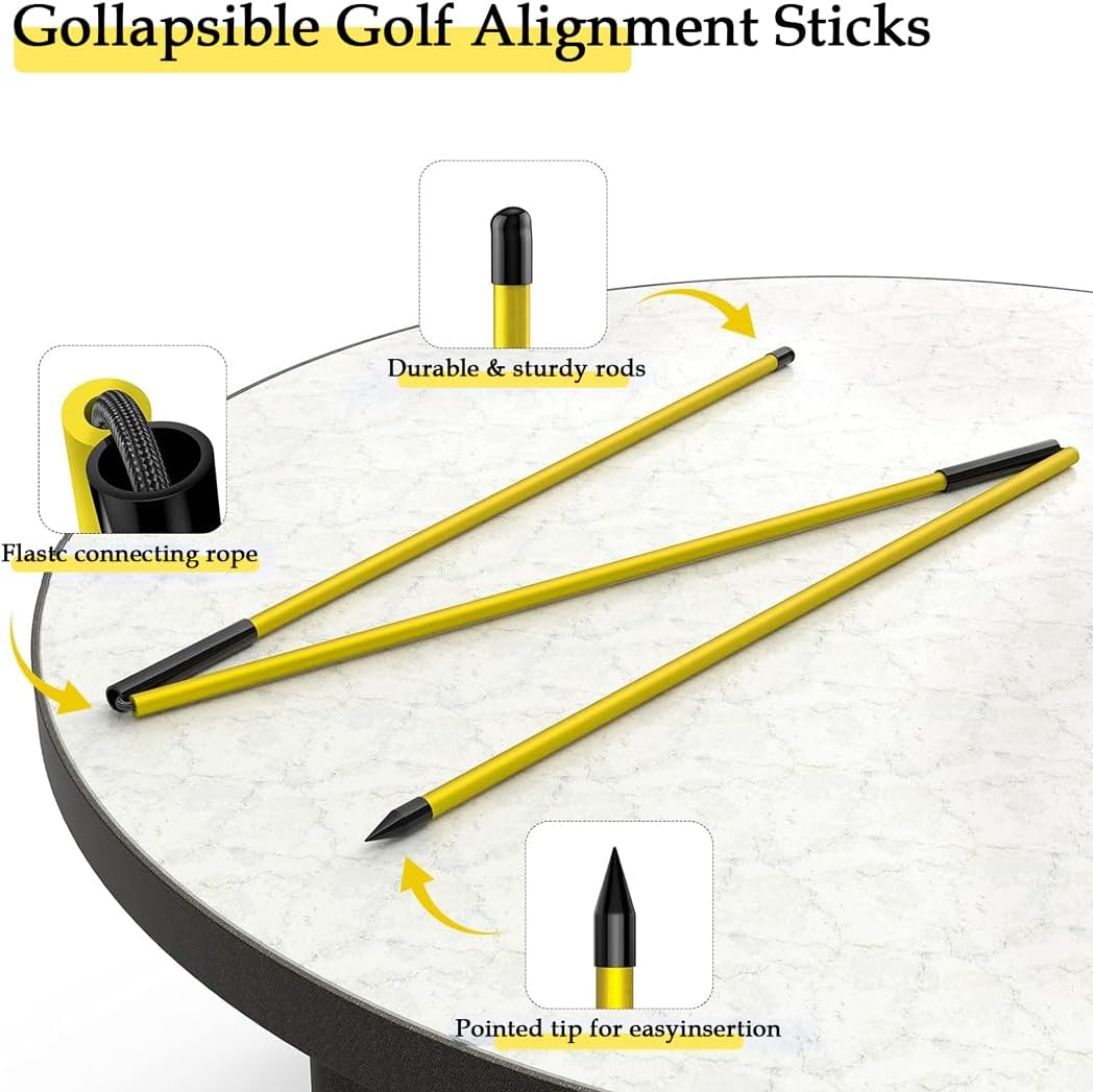 2 juegos de palos de alineación de golf, varillas de práctica de alineación de 48 pulgadas, plegables para una fácil portabilidad, ayudas de