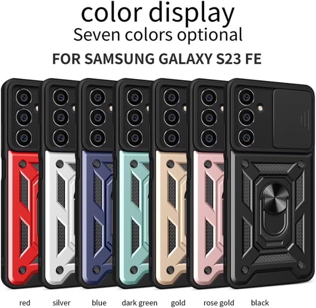 FCSWEET Compatible con fundas para cámara deslizante Samsung A32 4G, soporte de ventana de empuje de grado militar, anillo giratorio de 360, soporte