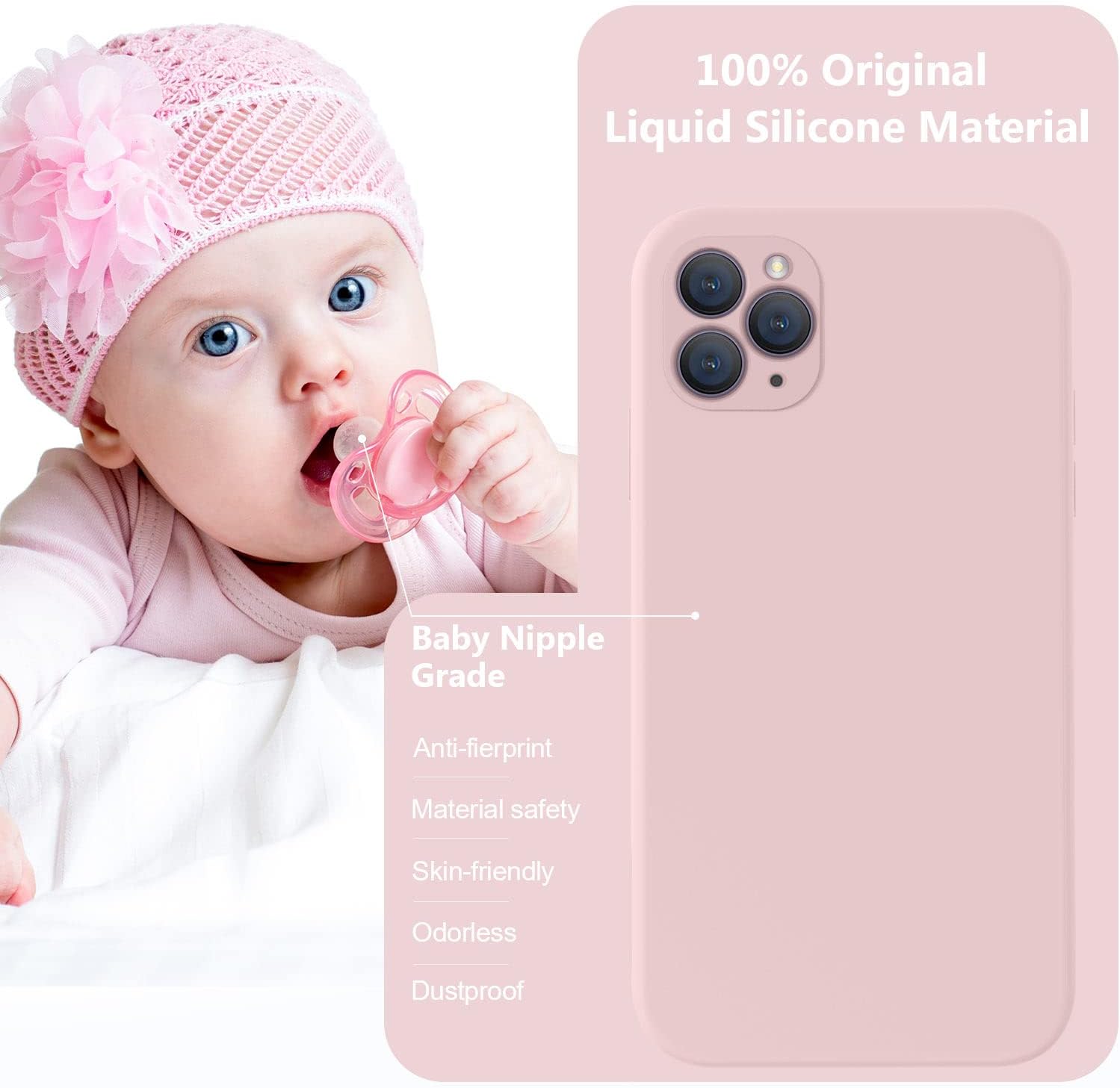 Vooii Funda compatible con iPhone 11 Pro, silicona líquida mejorada con bordes planos, protección de cámara, forro de microfibra suave antiarañazos,
