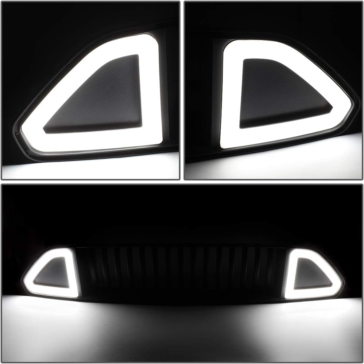 DNA MOTORING GRF-LB-FM15-2 – Rejilla superior triangular LED DRL para parachoques delantero, para parachoques delantero, compatible con Ford Mustang