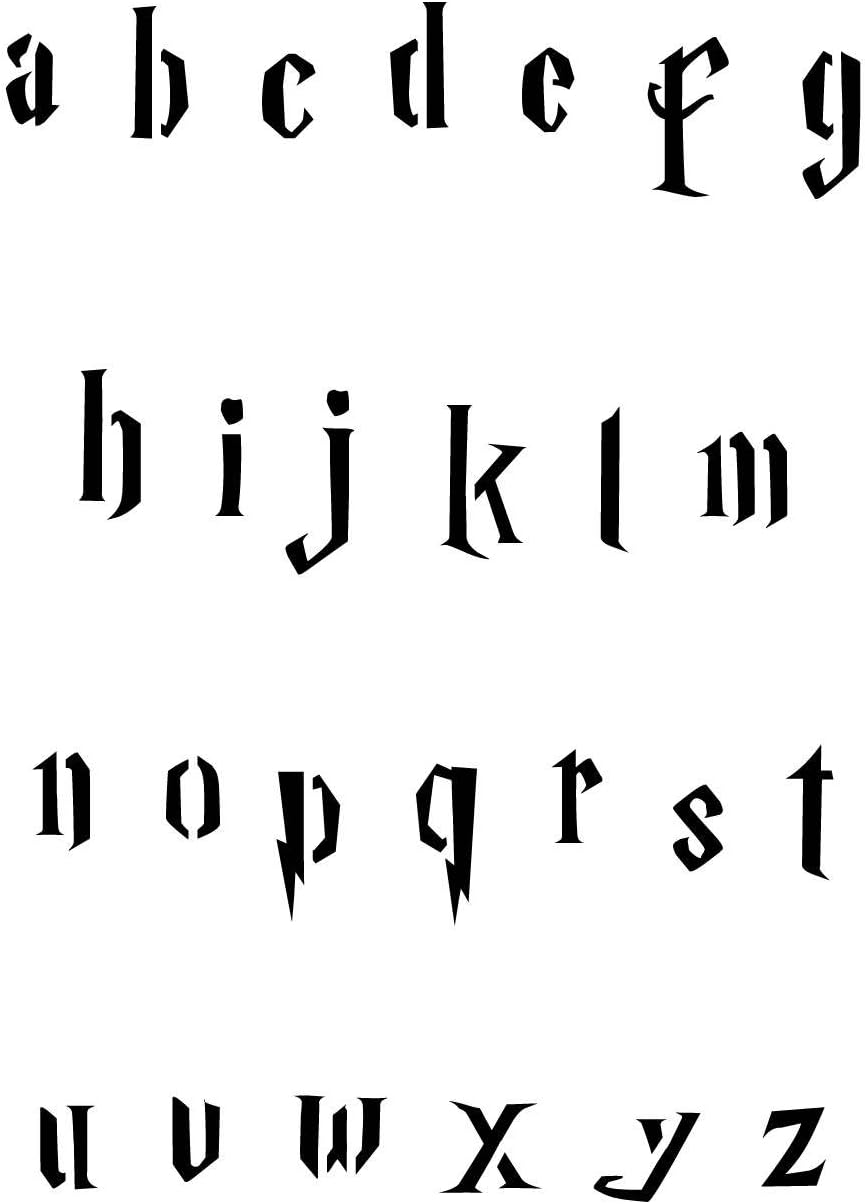 Kit de plantillas de letras estilo Harry Potter, juego completo de plantillas de alfabeto de plástico, Mylar duradero de 10 mil (juego completo de 2