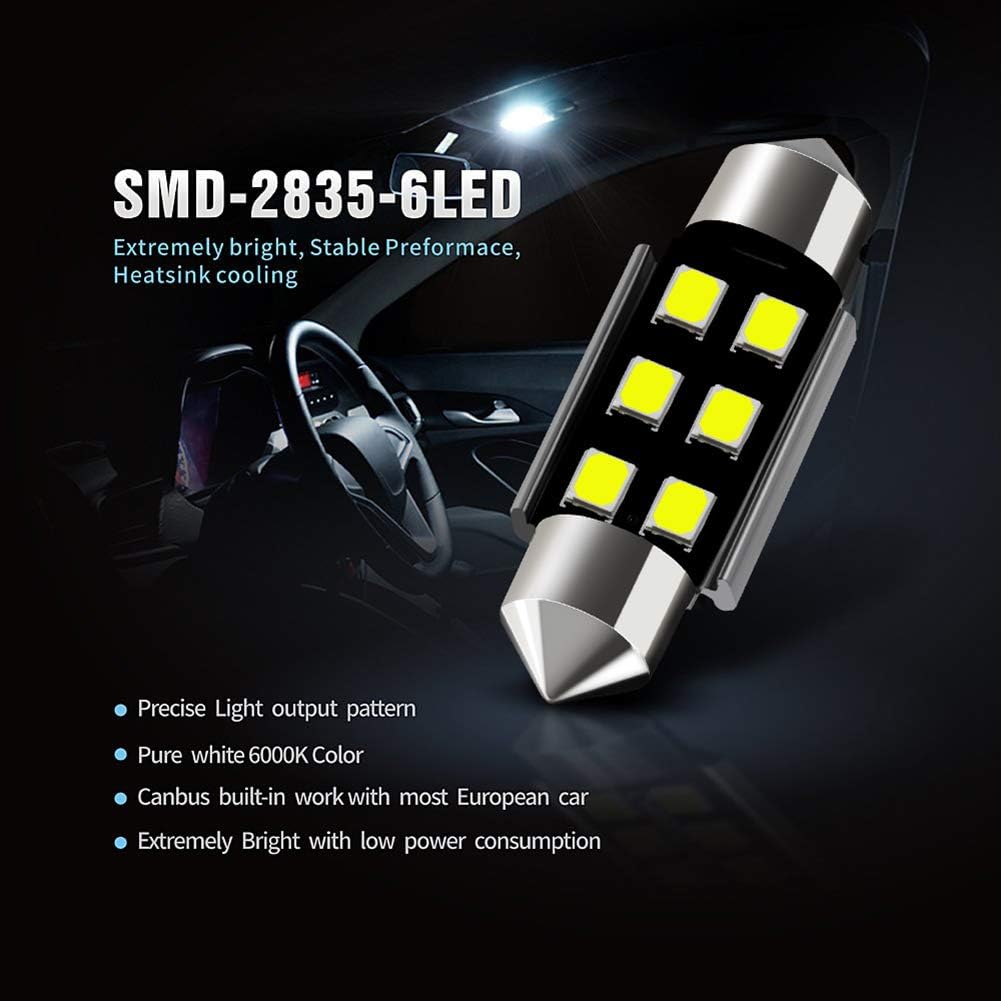 DE3175 DE3021 6418 6411 211-2 212-2 578 569 Canbus Bombillas LED de luz interior sin errores 6000K Xenon Blanco, Super brillante 6SMD chips para