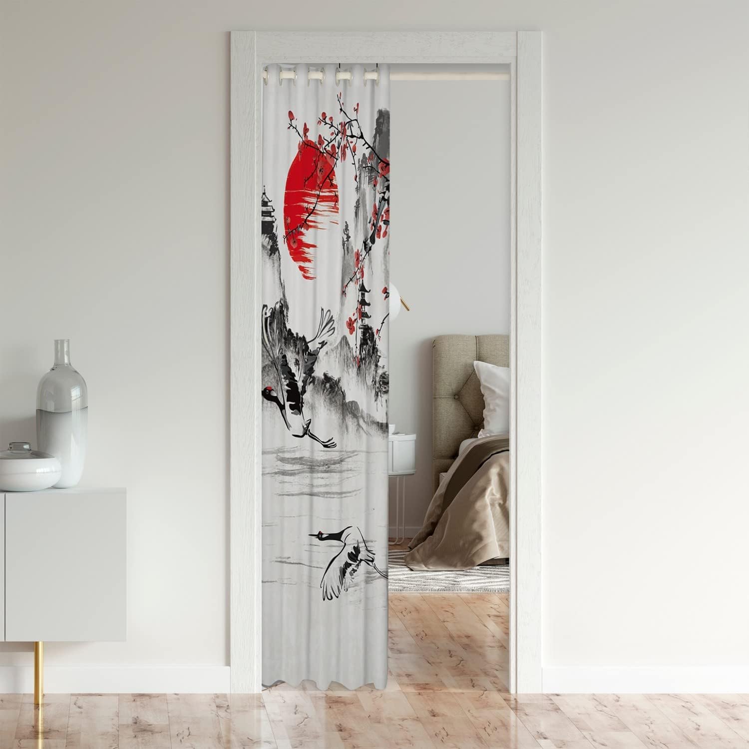Cortina de puerta de estilo japonés para privacidad de puerta, 52 x 80 pulgadas, cortina de puerta decorativa japonesa Ukiyoe para puerta,