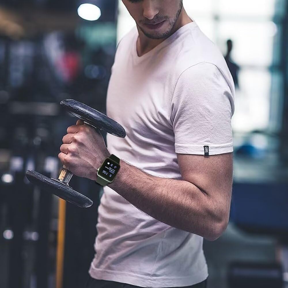 LANGXIAN Silicona de alta calidad compatible con Apple Watch Band de 1.772 pulgadas, 1.732 pulgadas, 1.654 pulgadas, 1.614 pulgadas, 1.575 pulgadas,