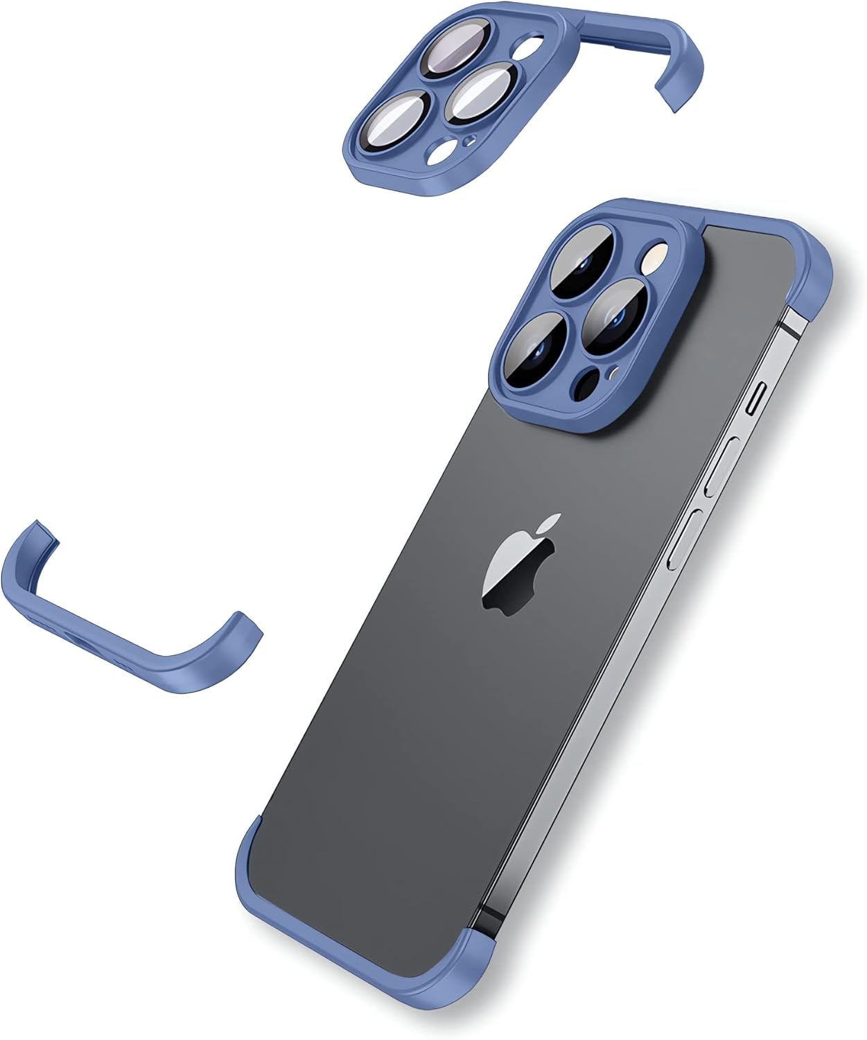 Funda sin marco para iPhone 15 Pro con protector de lente de cámara, funda delgada y suave de TPU a prueba de golpes, carcasa minimalista pero