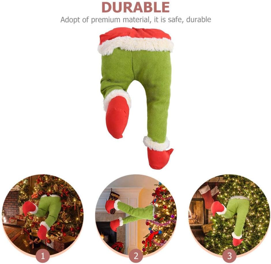 Decoraciones para árbol de cuerpo de elfo, decoración de árbol de Navidad, decoración de elfo con patas de peluche