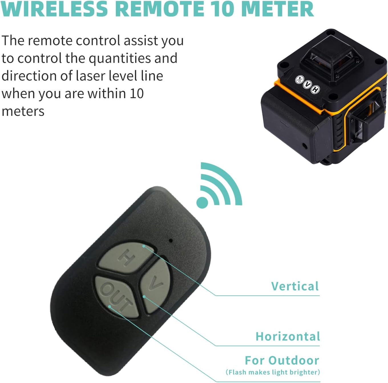 16 líneas 4D nivel láser autonivelante 4x360 línea cruzada horizontal y vertical, línea recargable láser verde, base de elevación magnética para - Imagen 6