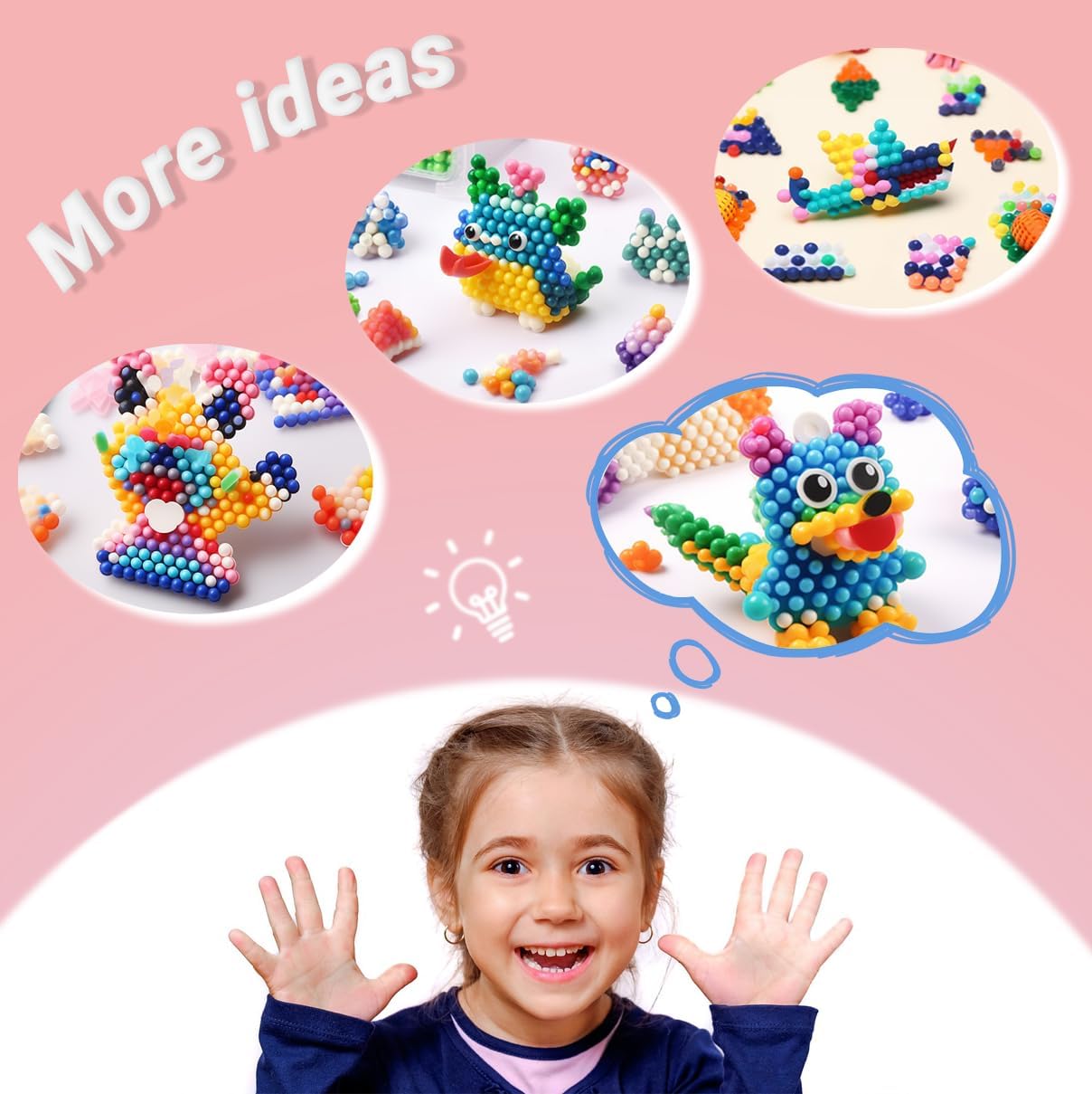 Kare & Kind Water Sticky Beads Pegboards – 7 piezas – Diferentes formas y colores – Niños, bricolaje, artes, manualidades, interior, actividades al