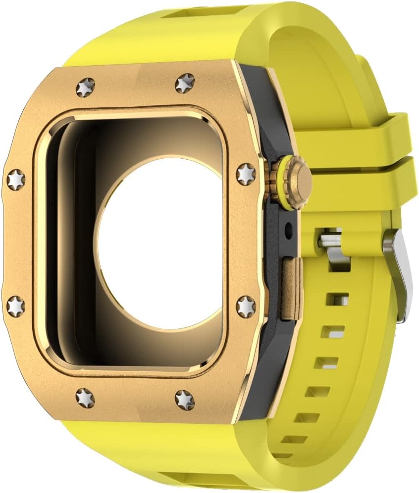 Correa de silicona con carcasa metálica para Apple Watch Series 8 7 1.772 in Modificación Mod Kit para IWatch 6 5 4 45 44 SE 1.732 in Correa de goma