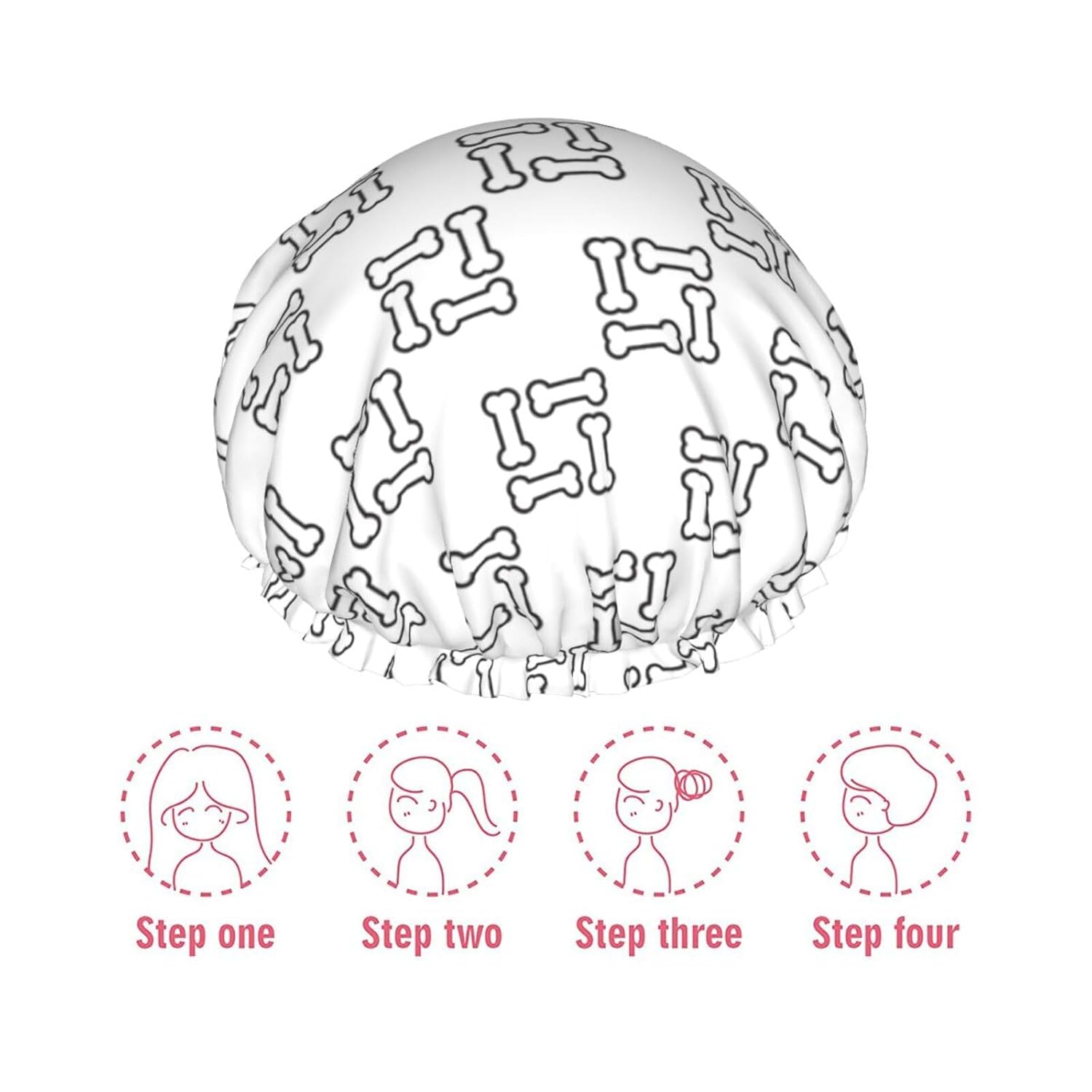 Cute Dog Double Layer Waterproof Shower Cap Suitable For All Head Sizes