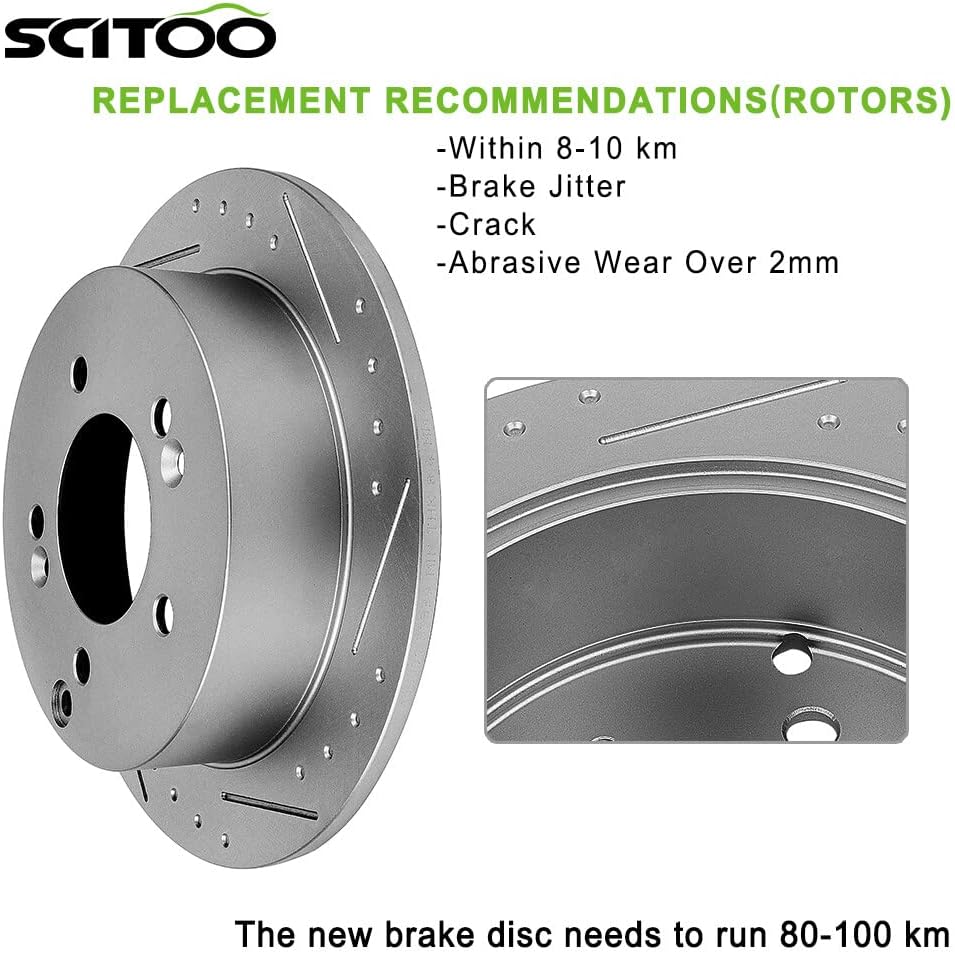 SCITOO Rotores de freno traseros 120.51043,31603 para Hyundai Elantra 2011-2018, 2013-2014 para Hyundai Elantra Coupe, 2013-2018 para Hyundai