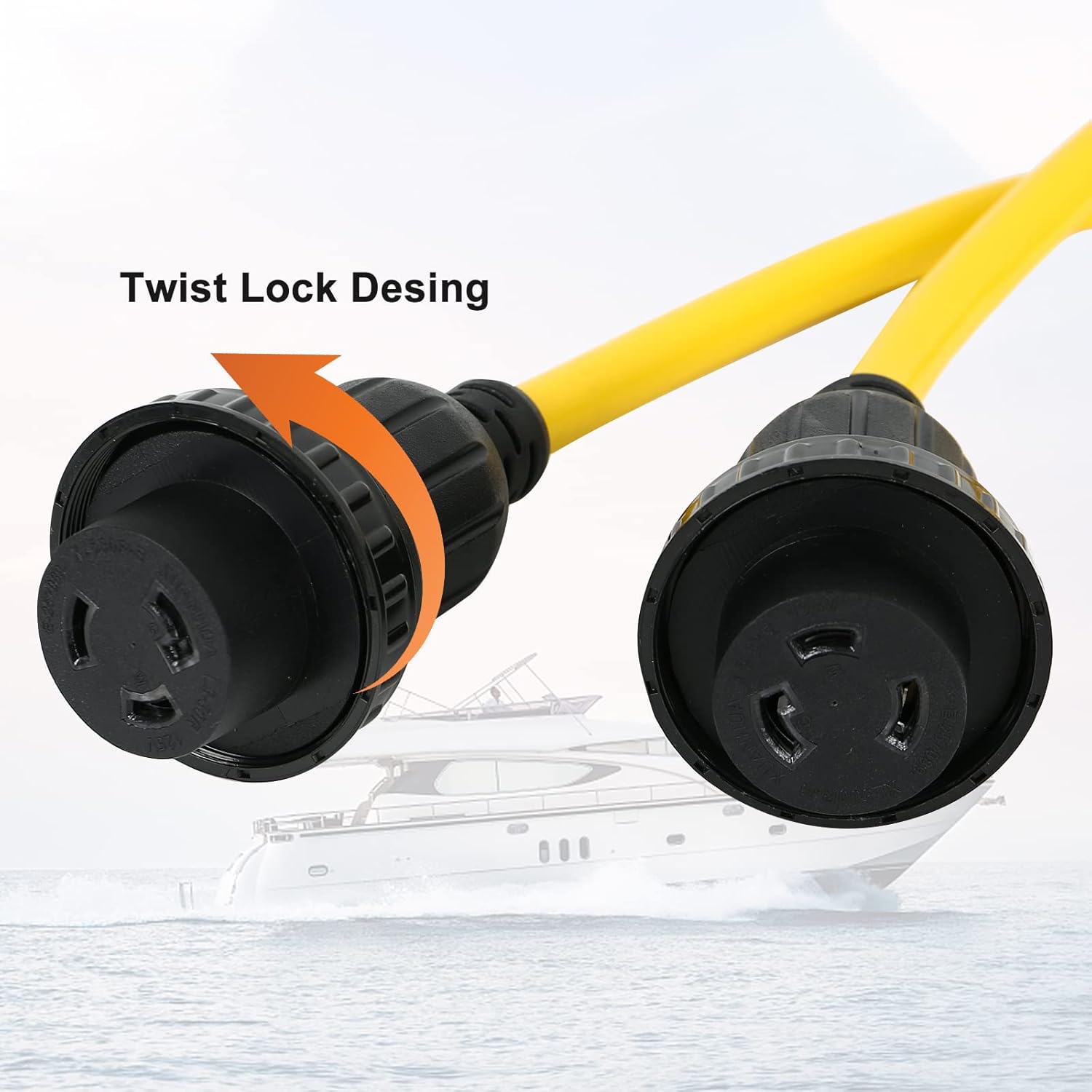 Adaptador eléctrico de alimentación marina para RV, SS2-50P macho 50A enchufe a (2) L5-30R hembra doble 30A receptáculo marino de alimentación